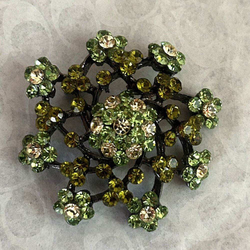 Crystal Green Brooch, Pre-Owned
